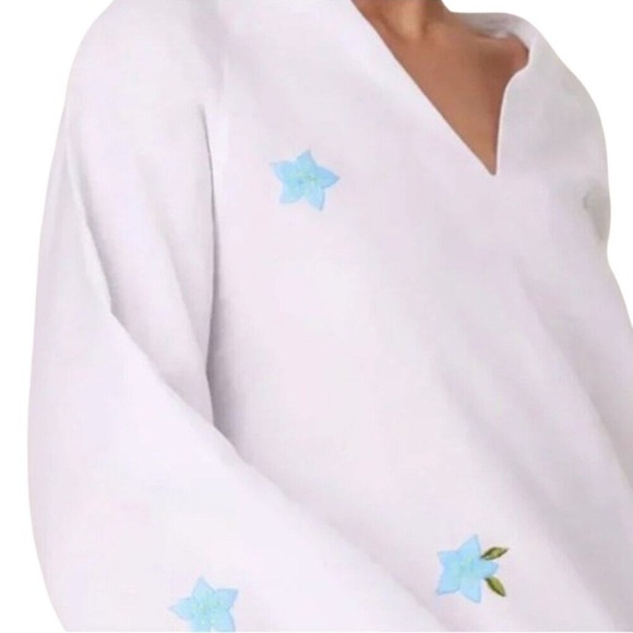 NWT $259 FANM MON x ANDIE The Serik Mini Dress Linen Embroidered Floral White S - Picture 4 of 5